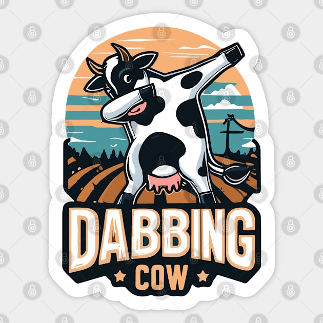 Dabbing Cow Farm Sticker by JessArty